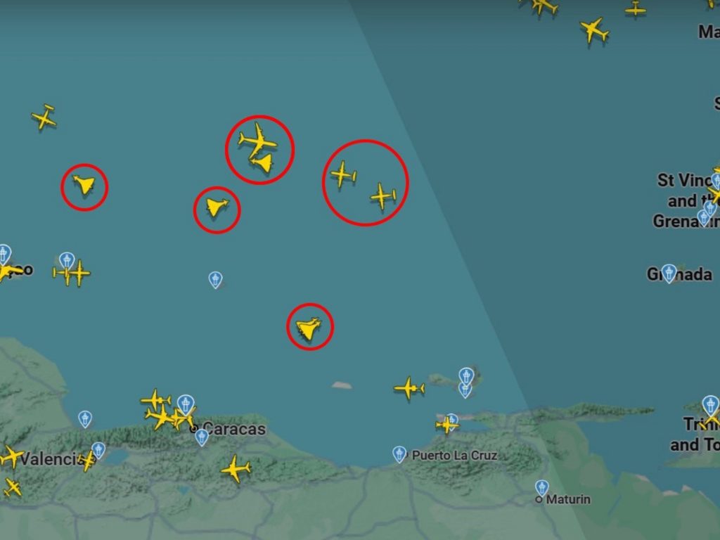 Ocho aviones militares de Estados Unidos volvieron a volar cerca de las costas de Venezuela