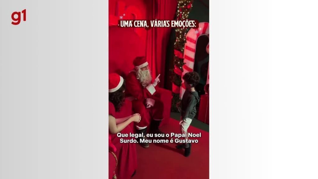 Papai Noel surdo surpreende crianças ao usar libras para se comunicar