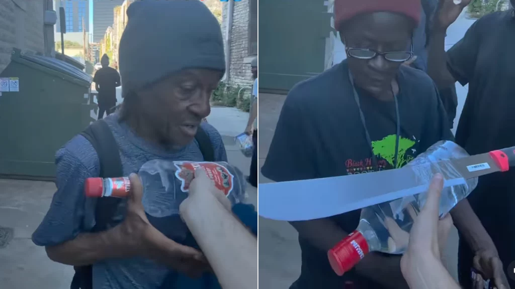 Polémico video de un 'influencer' que entregó botellas de whisky y machetes a habitantes de calle en Estados Unidos: 'Me da igual'