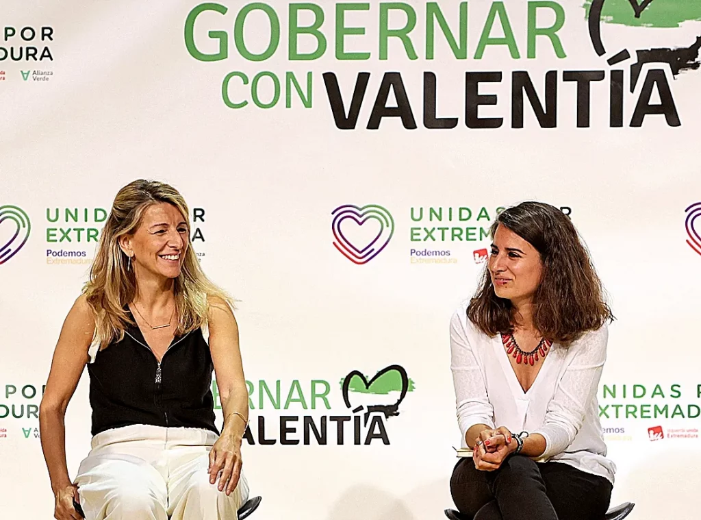 Yolanda Díaz no aparece (de momento) en la campaña extremeña por el veto de Podemos mientras se vuelcan Montero y Belarra