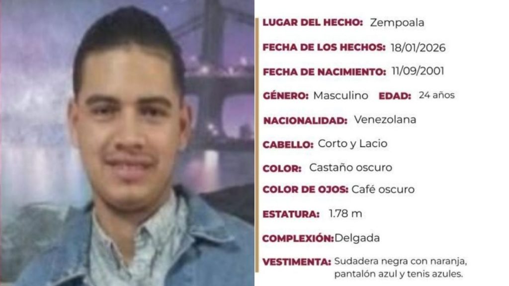 Buscan a Yonaiker Ríos, joven venezolano que lleva 7 días desaparecido en Hidalgo