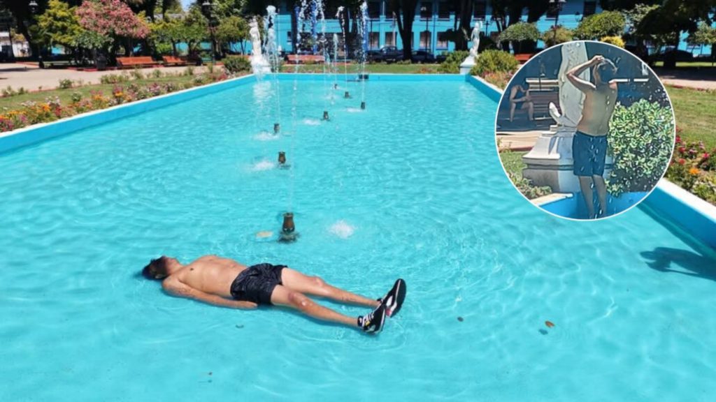 Comunidad de Angol indignada tras baño de sujeto en monumento histórico de la Plaza de Armas