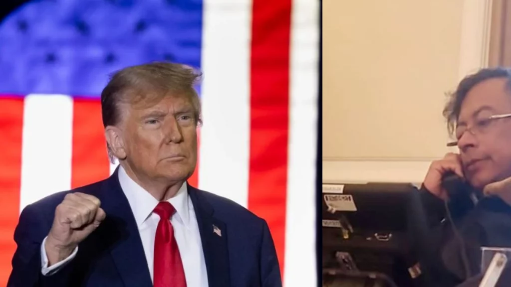 El presidente Gustavo Petro sostuvo llamada telefónica con Donald Trump previo a su discurso en la plaza de Bolívar. El presidente Gustavo Petro sostuvo llamada telefónica con Donald Trump previo a su discurso en la plaza de Bolívar.