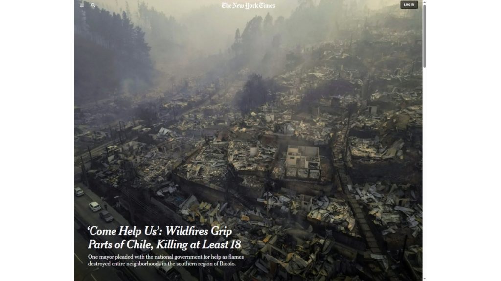 (Fotos) Prensa internacional da cuenta de los incendios en Ñuble y Biobío