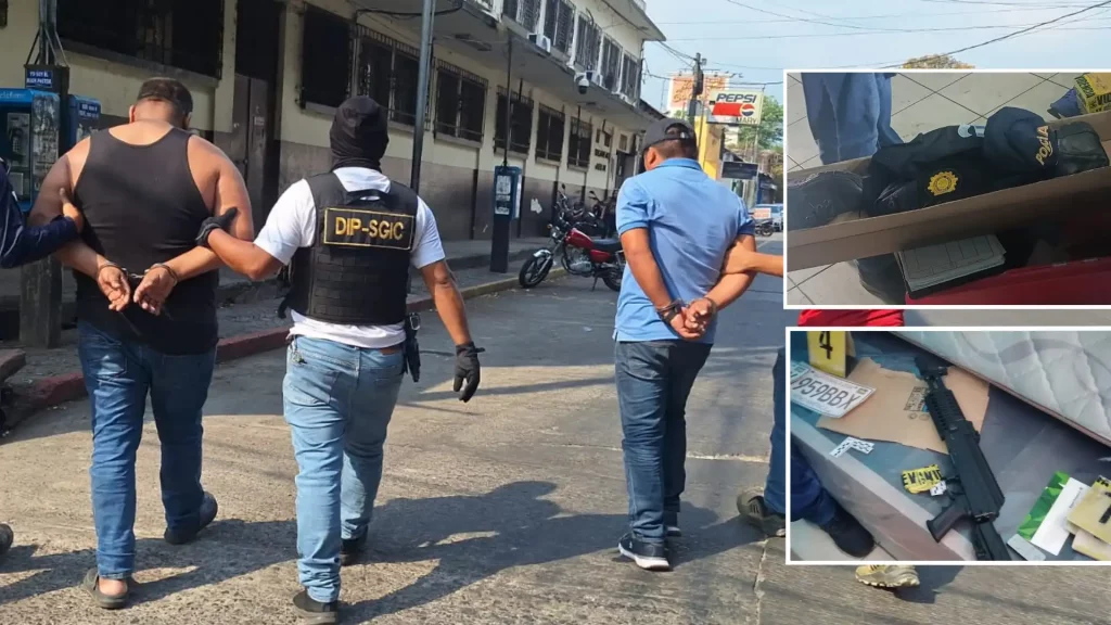 Hallan uniforme de la PNC, placas oficiales y armas tras captura de nicaragüense en Escuintla.