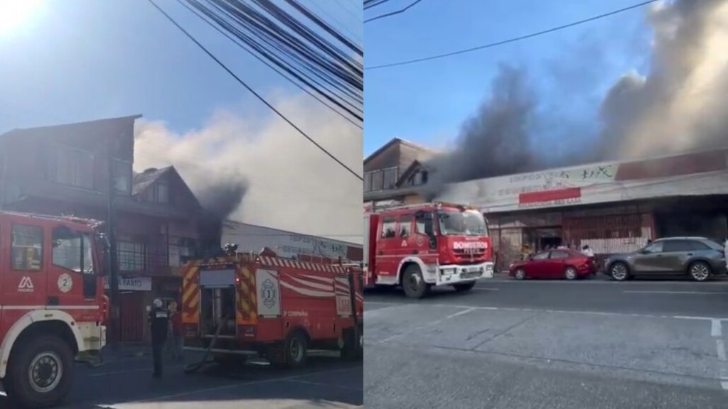 Incendio de gran magnitud consume centro comercial chino en Laja