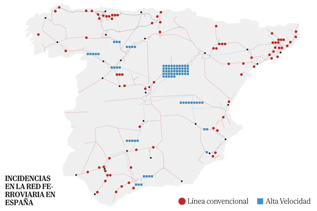 La alta velocidad acumula más de 80 limitaciones a la velocidad. "estáticas" desde la tragedia de Adamuz y la roja convencional supera las 900 La alta velocidad acumula más de 80 limitaciones a la velocidad. "estáticas" desde la tragedia de Adamuz y la roja convencional supera las 900