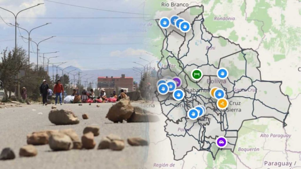 Mientras el Gobierno y la COB dialogan, los puntos de bloqueo en el país suben a 19