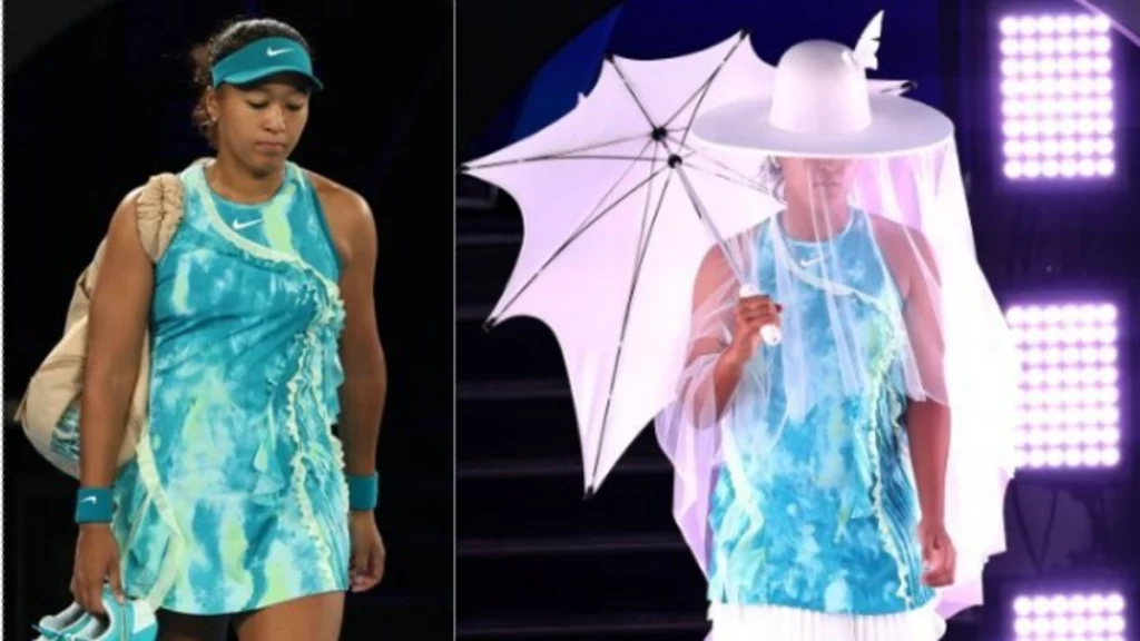 Naomi Osaka impacta en el Abierto de Australia con su pinta de presentación: sombrero, velo y sombrilla