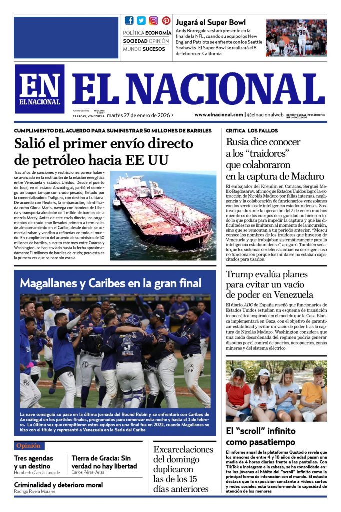 Portadas de este martes 27 de enero de 2026