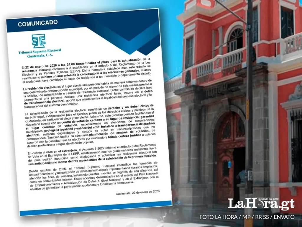 TSE recuerda que hoy cierra la actualización del domicilio electoral; RENAP atenderá hasta medianoche