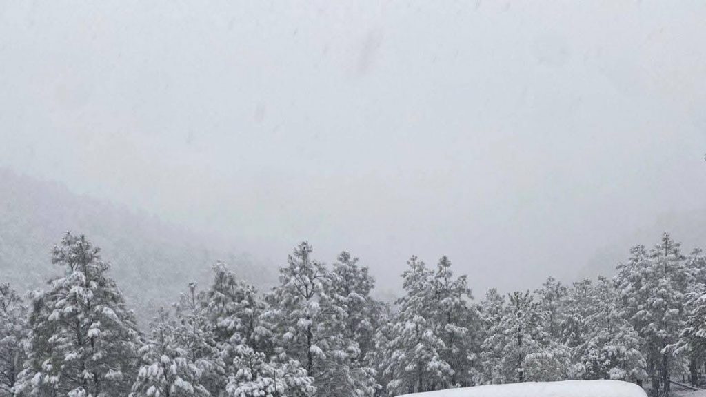 Tormenta de nieve en toda la sierra tarahumara en Chihuahua
