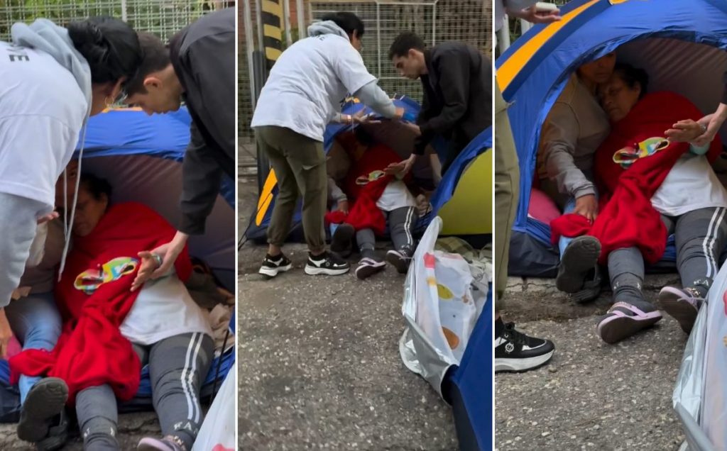 VIDEO: bomberos atendieron a sexagenaria que se desmayó mientras clamaba por los presos políticos