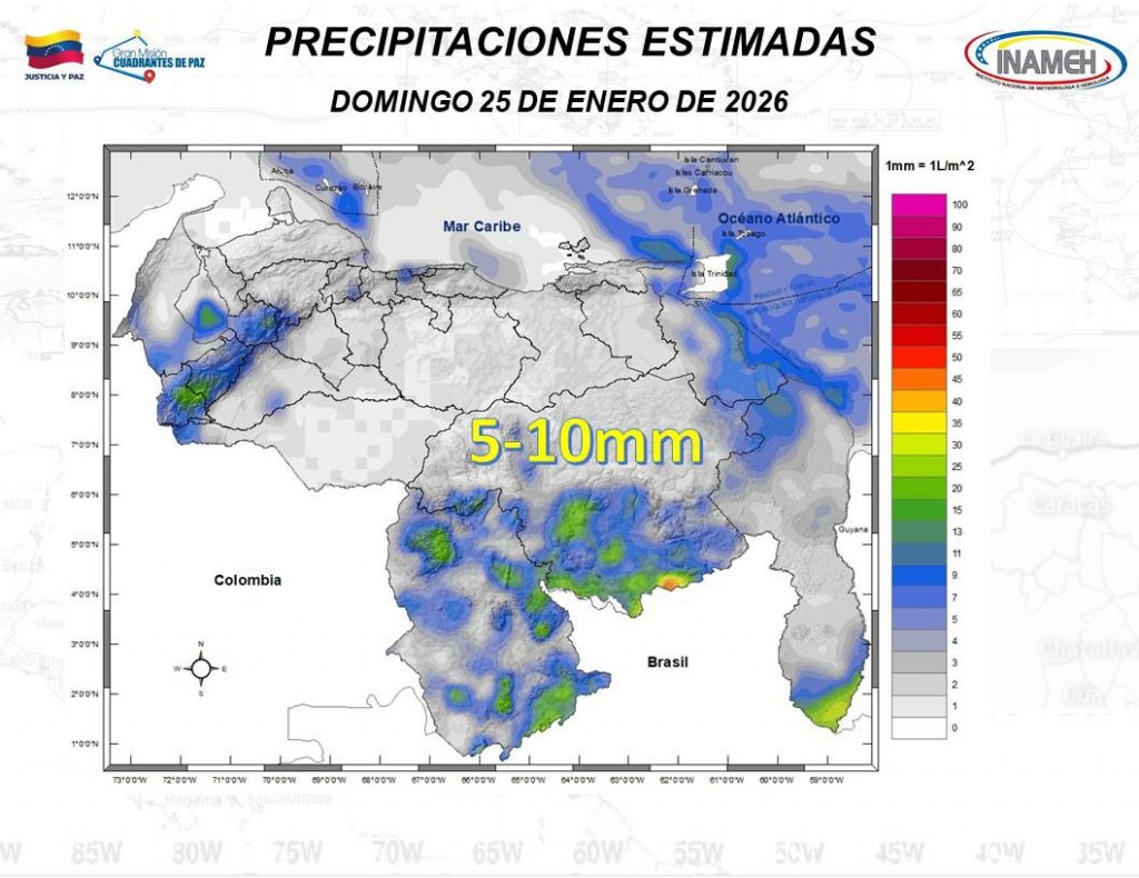 nubosidad y lluvias dominarán el clima este #25Ene, según Inameh