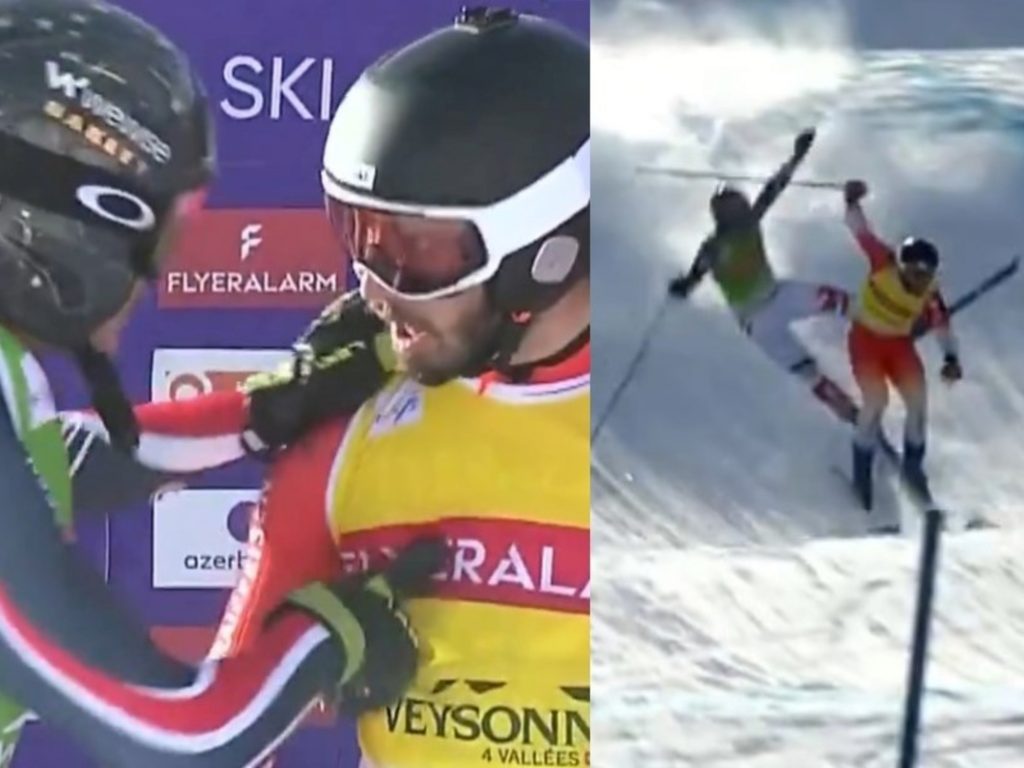 sufrió una dura caída e increpó con todo al esquiador que se la rompió