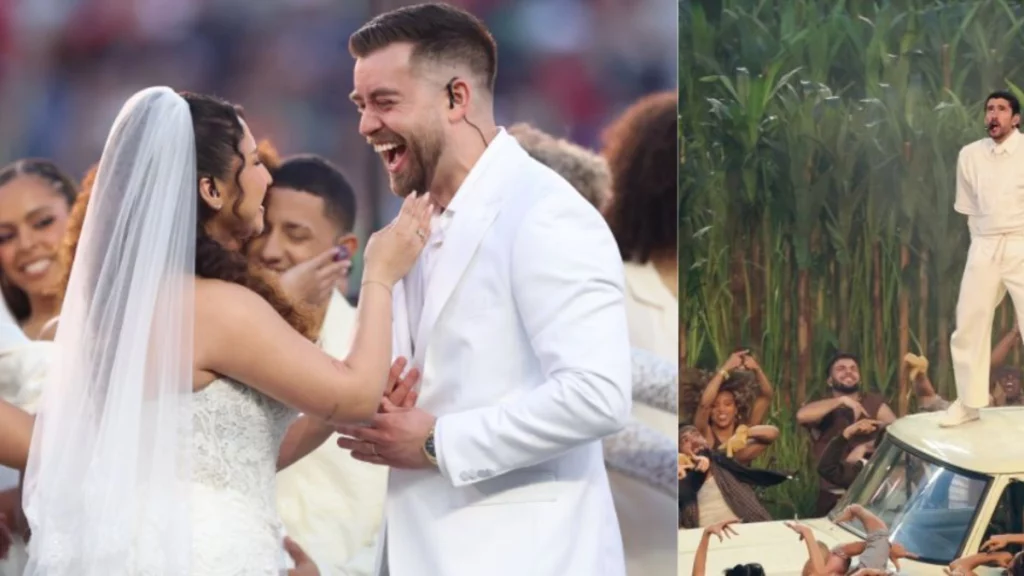 Pareja se casó en vivo durante el show del medio tiempo de Bad Bunny en el Super Bowl 2026